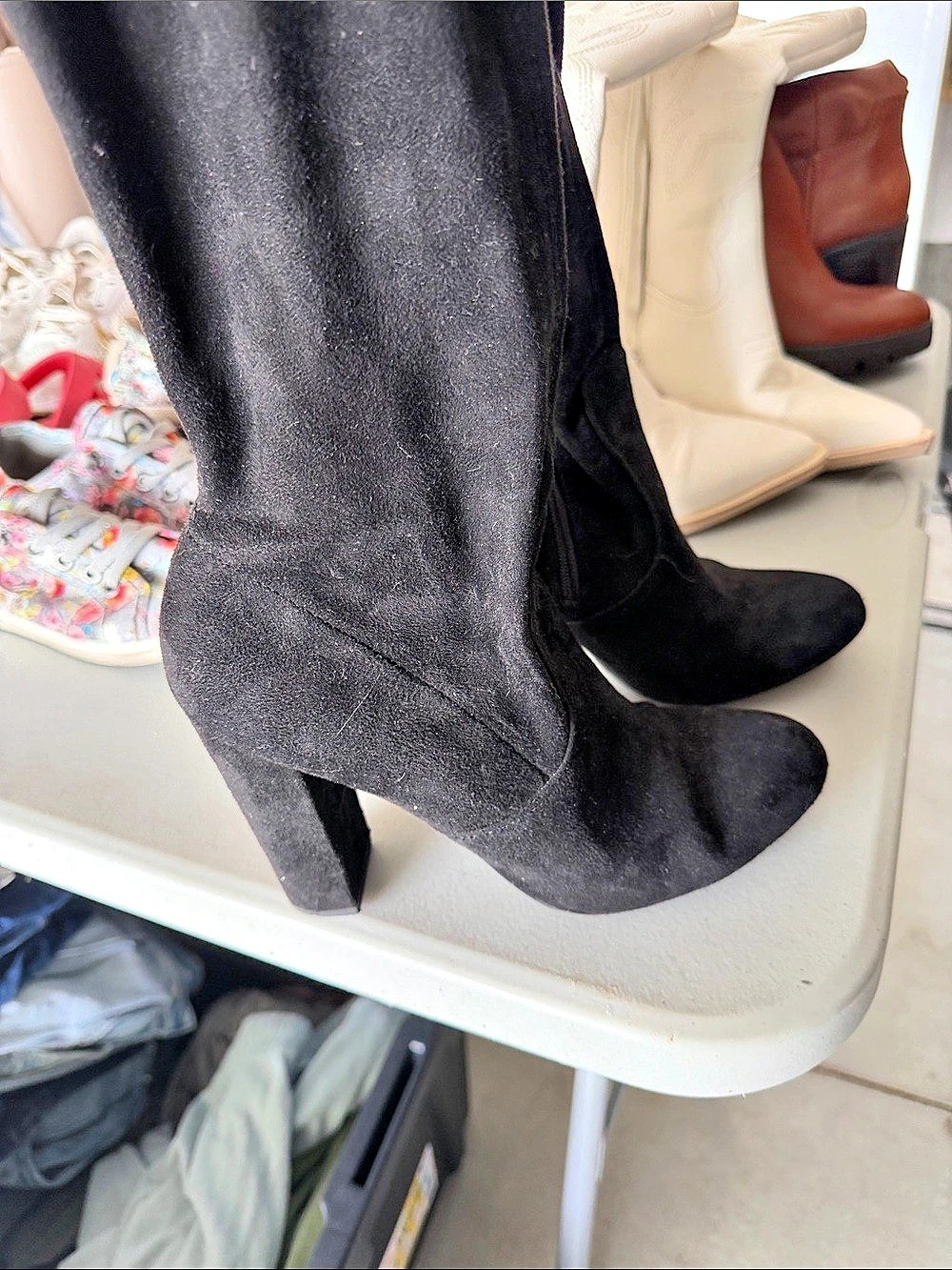 Black Over-the-Knee Heeled Boots US 9 - Picture 3 of 5